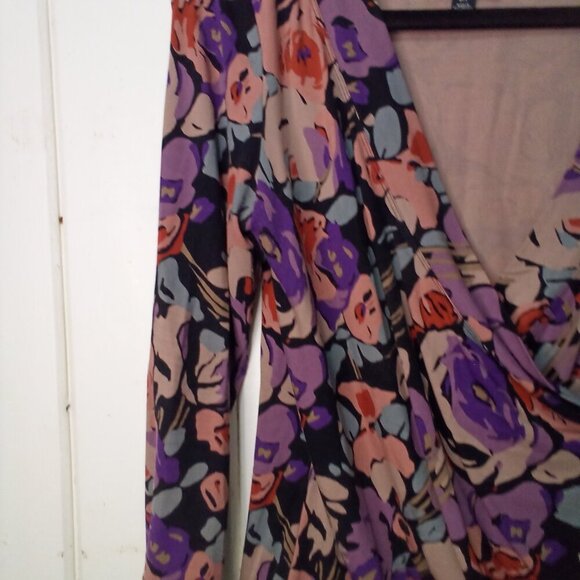 Lauren Ralph Lauren Blouse Women S Crossover 3/4 Sleeve Pattern Colorful - Picture 5 of 16